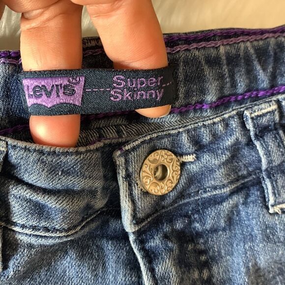 Levi’s Girls Super Skinny Rhinestone Jeans Size 10 - Picture 5 of 9